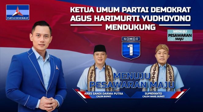 AHY Ajak Masyarakat Pesawaran Pilih Aries Sandi- Surpriyanto